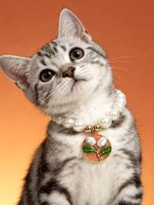 PETSIN قلادة قطة أو كلب بقلادة زهرة اللؤلؤ، قابلة للتعديل الحجم، إكسسوار ديكور للحيوانات الأليفة، مستلزمات الحيوانات الأليفة - متعدد الألوان - مشاهدة 5