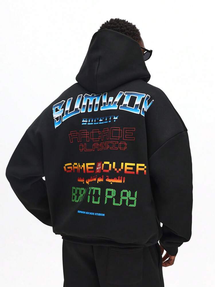 Boxy Overhead Hoodie With Gaming Graphics