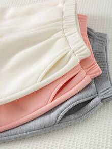 Cozy Pixies 女童保暖加厚针织纯色宽松抽绳蝴蝶结运动裤，舒适休闲直筒裤型，适合日常穿着、上学、休闲、姐妹装、室内、室外、运动、派对、秋冬季节度假等场合。可爱童装运动裤，女童蝴蝶结裤，女童蝴蝶结运动裤，儿童女童裤