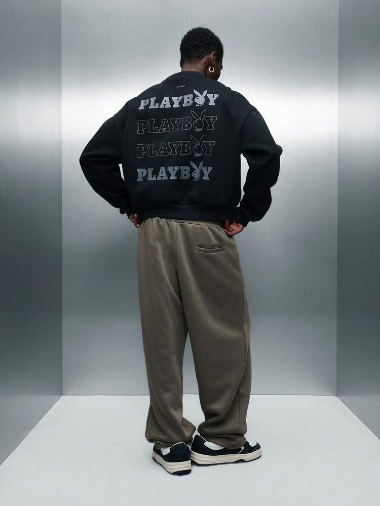 PLAYBOY X SUMWON Crop Pullover Sweatshirt With Logo Print