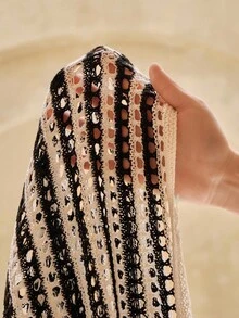 SHEIN Swim Summer Beach Striped Drawstring Side Cover Up Skirt - Multicolor - View 6