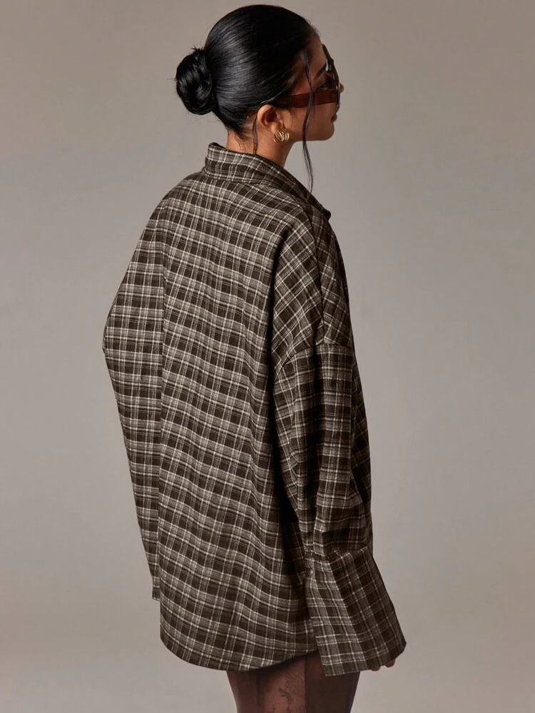 Oversized Checked Shirt With Patch Pocket
