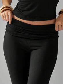 MISSGUIDED 铆钉细节喇叭裤紧身裤高腰阔腿喇叭裤瑜伽裤，带装饰装饰 - 黑色 - 查看 4