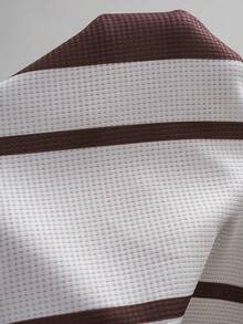 ROMWE MEN Street Life Men's Preppy Collegiate Style Printed Long Sleeve Polo Shirt, Autumn/Winter - Coffee Brown - View 3