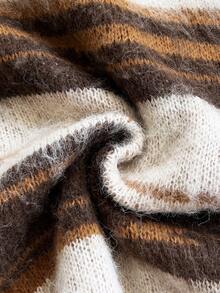 Soleia Pull col rond imprimé rayures, style décontracté pour femmes, automne/hiver - Multicolore - Voir 6