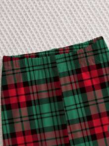 2 件套男婴圣诞字母印花针织圆领长袖运动衫上衣和格子圣诞树全身印花松紧腰裤，婴幼儿服装套装，圣诞快乐，适合节日、派对、日常休闲、聚会、春秋冬，6 个月至 3 岁 - 綠色 - 查看 5