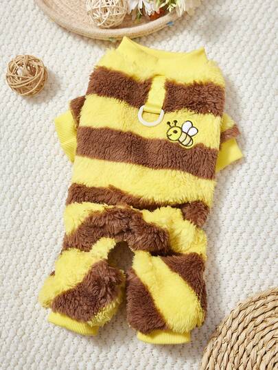 PETSIN 可爱卡通风格四足宠物连体衣 - 防风舒适羊毛服装，适合小型犬和猫，适合日常室内外穿着