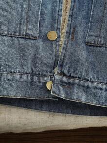 SHEIN Vintaside Kids Baby Boys Thick Fleece Jacket With Fur Collar, Warm Winter Outerwear For Infants, Suitable For Cold Season Fall