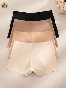 SHEIN 4pcs/Set Women's Seamless Solid Color Briefs - Multicolor - View 4