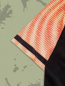 ROMWE MEN TEENAGE MUTANT NINJA TURTLES X ROMWE Camiseta de manga corta casual de hombre con estampado de tortuga y bloques de color, para verano - Naranja - Ver 5