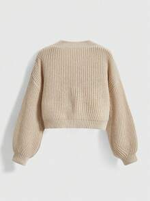 ROMWE Avant Colorful Floral Loose Knit Cardigan - Khaki - View 2