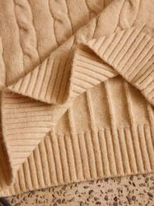 Tween Girls' V-Neck Cable Knit Pullover Sweater, Soft & Comfortable, Suitable For Daily, Outdoor, Travel, Vacation, Home, Daycare, And Children's Play Cropped Sweater