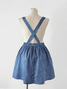 Sunspun Plus Size Autumn/Winter Pocket Elastic Waist Criss-Cross A-Line Knee-Length Denim Effect Print Elegant Vacation/Party Dress For Women