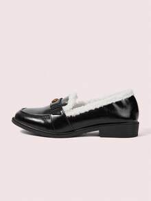 CUCCOO DOLLMOD Lolita Loafers For Women, Faux Thermal Lined, Autumn/Winter, Suitable For Halloween, Christmas - Black - View 7