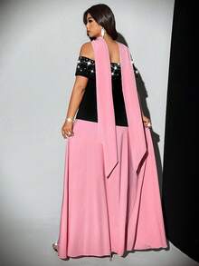 Viva Relle Robe midi moulante pour femmes grandes tailles, en tissu métallique luxueux avec décoration métallique, sans bretelles, pour soirée, cocktail, rendez-vous romantique