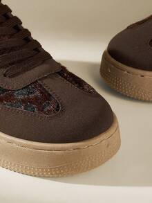 CUCCOO EASI Zapatillas deportivas casuales con cordones y estampado de leopardo, aptas para primavera y otoño - Multicolor - Ver 4