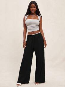 NYA SZN Pants Wide Leg Trousers Matching Summer Lounge Pants Comfortable For Women - Black - View 3