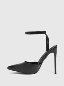 CUCCOO SZL Décolleté nere con punta affusolata e tacco a spillo alto, con cinturino alla caviglia, scarpe eleganti sexy da sera