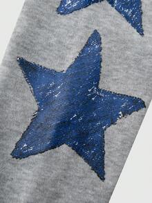 SHEIN Explorewe Conjunto de sudadera con capucha de unicolor con estampado de estrellas para niñas, otoño/invierno - Gris - Ver 7