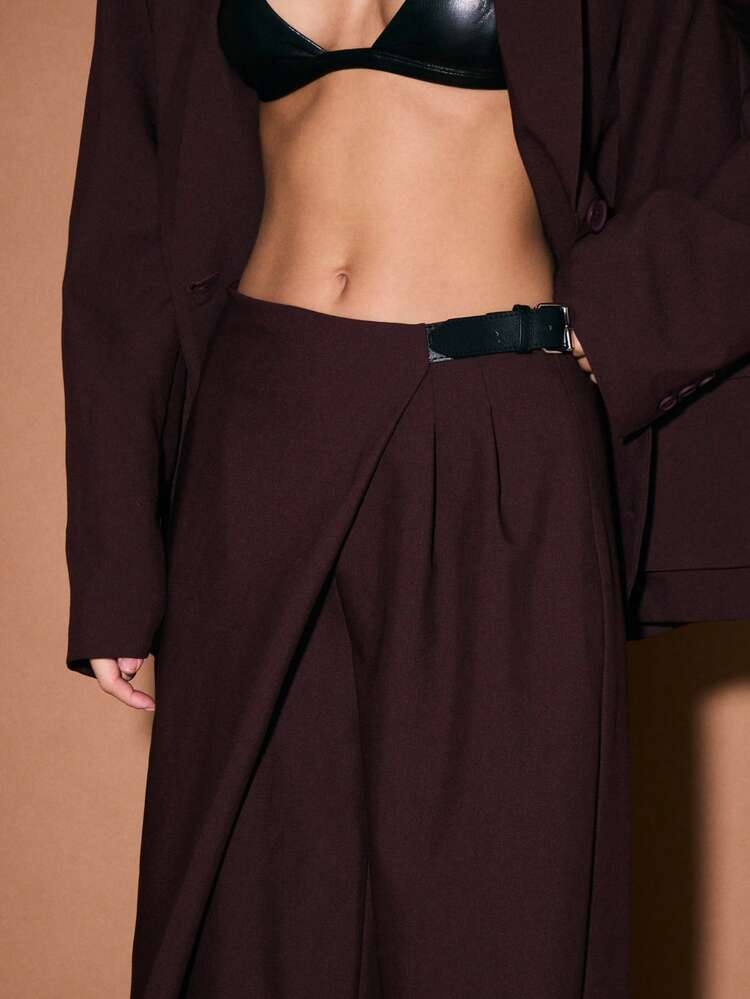 KIZN Wrap Wide Leg High Waisted Trousers