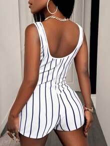 BamGleam Women's Tight Jumpsuit, Fitted Shorts, Sportswear, Baseball Graphic Print, Summer - Multicolor - View 2