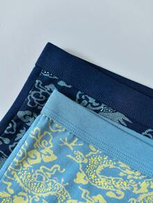 Manfinity Underwear&Sleepwear Basics 4pcs/Pack Men's Boxer Briefs, Plus Size Underwear Shorts, Suitable For All Seasons