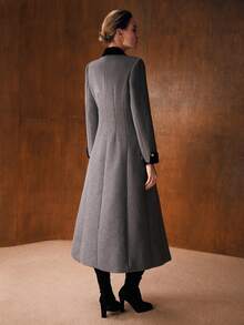 MOTF PREMIUM FALL WINTER WOOL CONTRAST COLLAR OVERCOAT - Grey - View 4