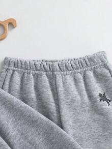 男婴休闲可爱百搭蓝色针织连帽衫和松紧腰裤套装 - 淺灰色 - 查看 5