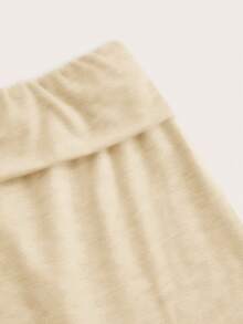 SHEIN EZwear 2 件女士休闲高腰翻领阔腿直筒裤，棕色和杏色，适合春秋季 - 彩色 - 查看 8