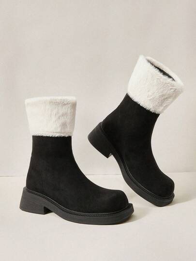 Cuccoo Botas de tobillo casuales para mujer con color de contraste, para uso diario al aire libre, nueva temporada de otoño/invierno y fiestas