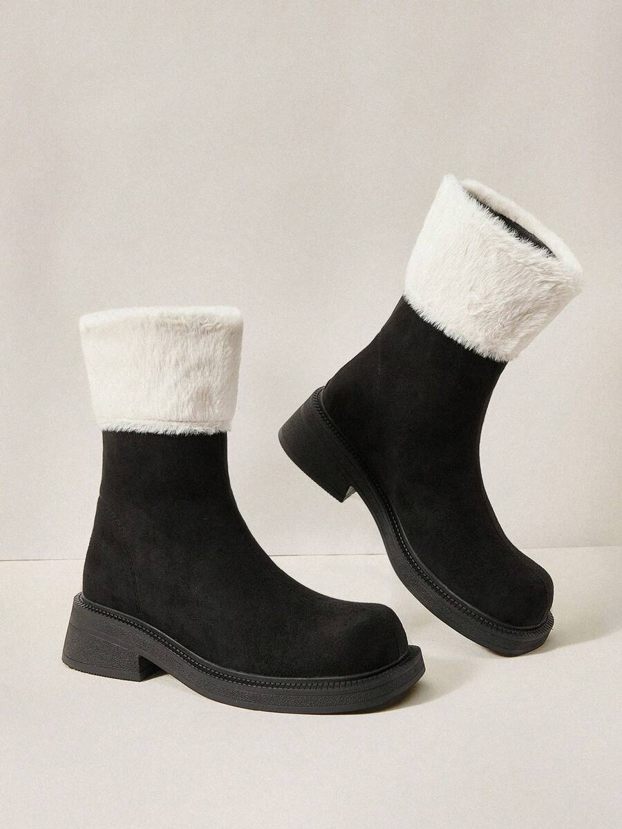 Cuccoo Botas de tobillo casuales para mujer con color de contraste, para uso diario al aire libre, nueva temporada de otoño/invierno y fiestas - Negro - Ver 1