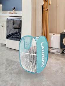 سلة غسيل قابلة للطي 1 قطعة، سلة تخزين الملابس، سلة الملابس القذرة، سلة غسيل، سلة تخزين الملابس القذرة في الحمام، سلة غسيل جديدة قابلة للطي وللفتح، سلة الملابس القذرة مع مقبض، سلة غسيل، سلة تخزين، سلة قابلة للطي - شبكة بيضاء متعددة الألوان - مشاهدة 13