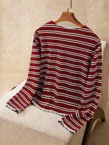 Elaquor Plus Size Women Summer Casual Striped Loose Fit Round Neck T-Shirt