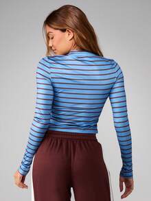 MISSGUIDED Striped Long Sleeve Crop Top With Crew Neck And Fitted Sleeves For Casual Everyday Wear - Multicolor - View 2