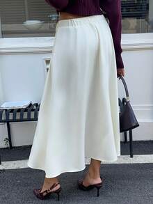 Siren Gaze Women's Elegant Textured Pleated A-Line Skirt, Minimalist Solid Color Winter White