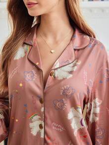 FamilyFrolics宠物狗女士睡衣翻领长袖上衣和裤子亲子套装，夏季假日两件套，舒适复古风女士睡衣套装秋冬服装 - 彩色 - 查看 6