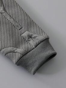 男婴休闲纯色长袖保暖拉链外套和裤子套装，两件套，舒适百搭，适合日常休闲户外穿着，秋冬季节适用。 - 深灰色 - 查看 7