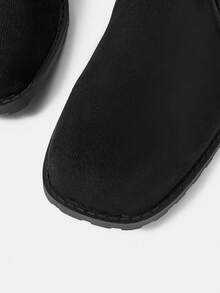 Styleloop Women's Geometric Tassel, Rivet Decor Square Toe Tall Boots - Black - View 5