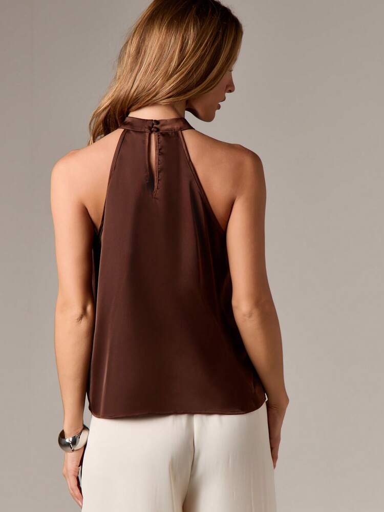 Halter Blouse With Draped Keyhole Detail