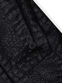 Manfinity AFTRDRK Men's Elegant Single-Button Textured Jacquard Suit Set With Pants, Suitable For Daily Commute, Business, Party And Banquet Wear. This Suit Set Is An Indispensable Versatile Item In A Man's Wardrobe, And Makes A Great Gift For A Boyfriend Or Husband. Men Double Breasted Suit Men Black Suit Set Luxury Clothes For Men Jacket Suit For Men Gala Modern Men Blazer Suit - Black - View 7
