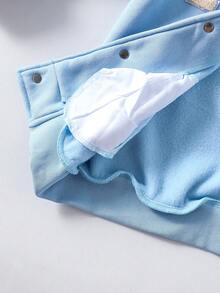 SHEIN Explorewe Fleece Fabric Hooded Jacket With Letter Print, Autumn/Winter - Baby Blue - View 7