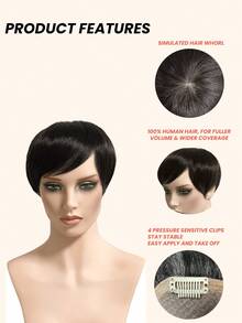 ZERO-NET 4Inch Women's Real Human Hair Short Topper 6.2*7.5 Inches Perfect For Thinning Hair - SNatural - View 4