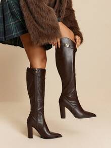 Daringsoles 女士时尚咖啡棕色过膝靴 - 咖啡棕 - 查看 3
