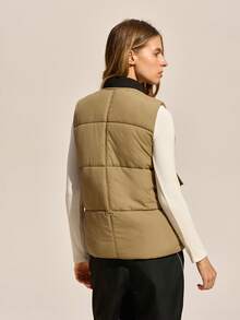 Easithlete Women's Casual Baseball Collar Loose Vest Jacket, Autumn/Winter New Arrival - Khaki - View 3