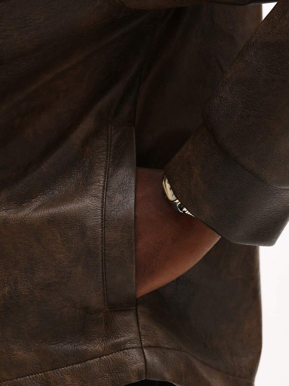 Truckerjacke aus Leder mit Brusttaschen