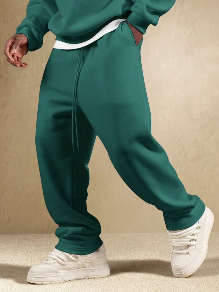 Straight Fit Drop Crotch Joggers With Drawstring