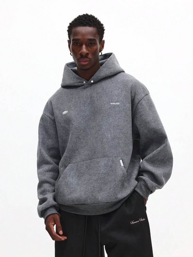 Washed Effect Overhead Hoodie With Centre Pocket