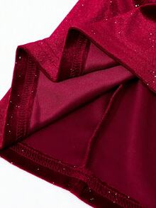 SHEIN 复古少女连衣裙，无袖露背领结连衣裙，情人节化妆舞会礼服，新年礼服圣诞装 - 紅色 - 查看 7