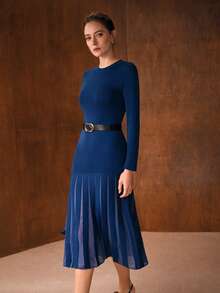 MOTF PREMIUM FITTED UMBRELLA HEM SHEER SWEATER DRESS, AUTUMN/WINTER