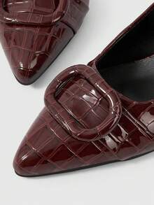 Sleekvia Women's Pointed Toe Buckle Design Fashion High Heel Pumps For Daily Wear - Brown - View 7